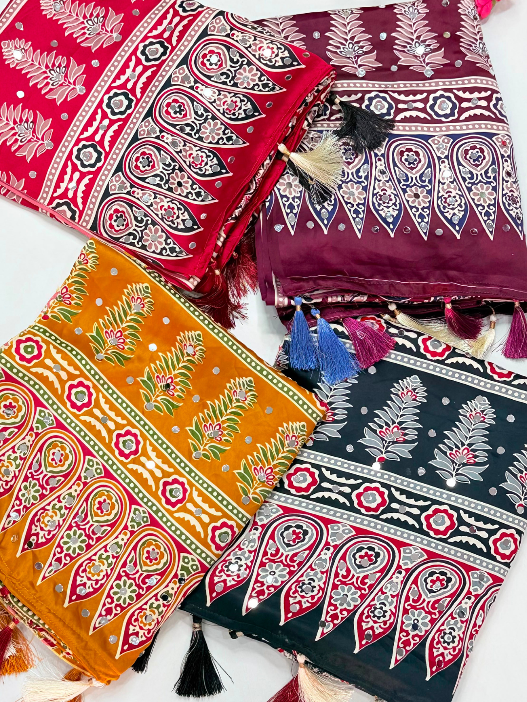 Mirror Glow Gajji Satin Ajrakh Saree