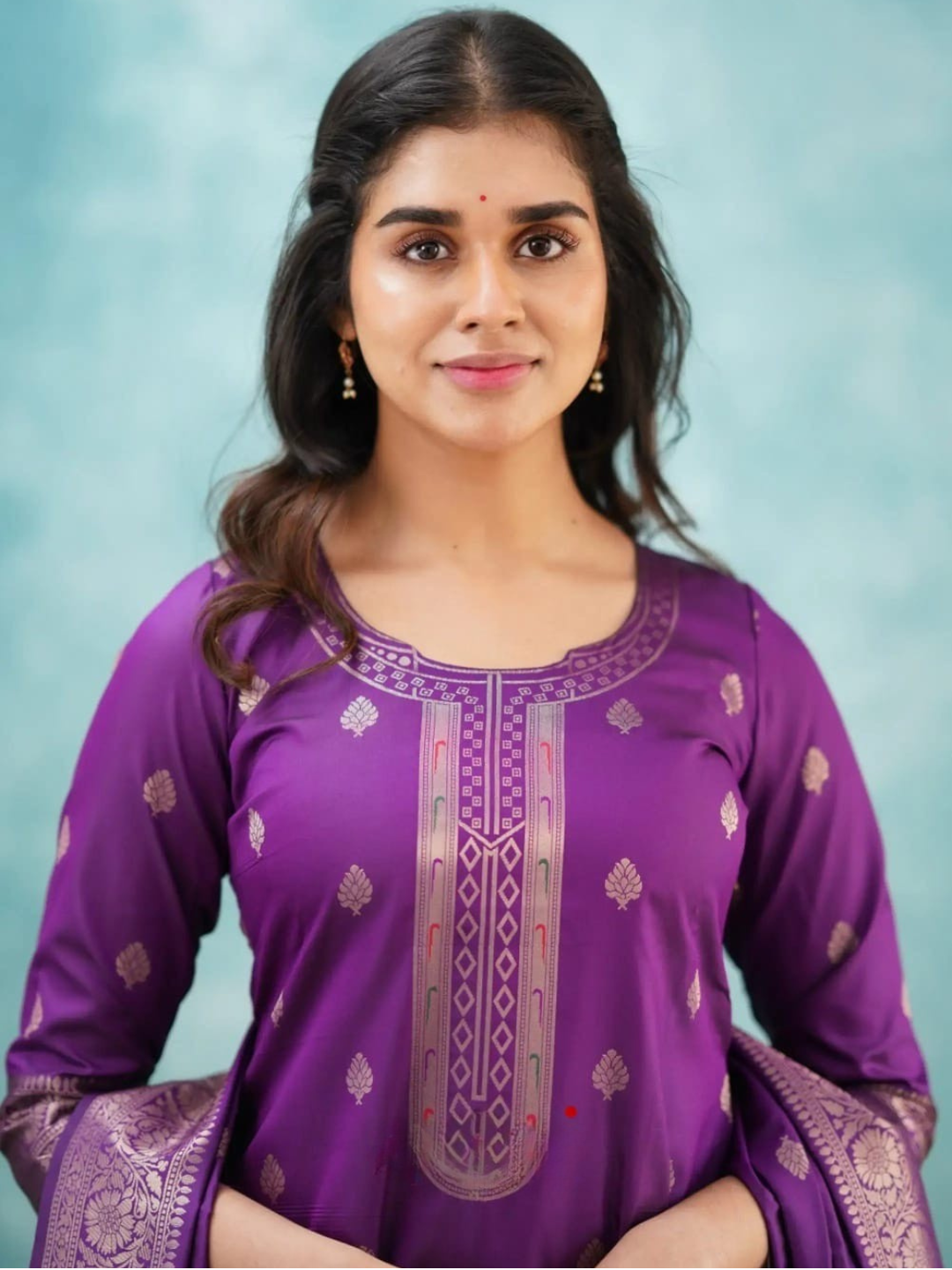Purple Paithani Dupatta Set