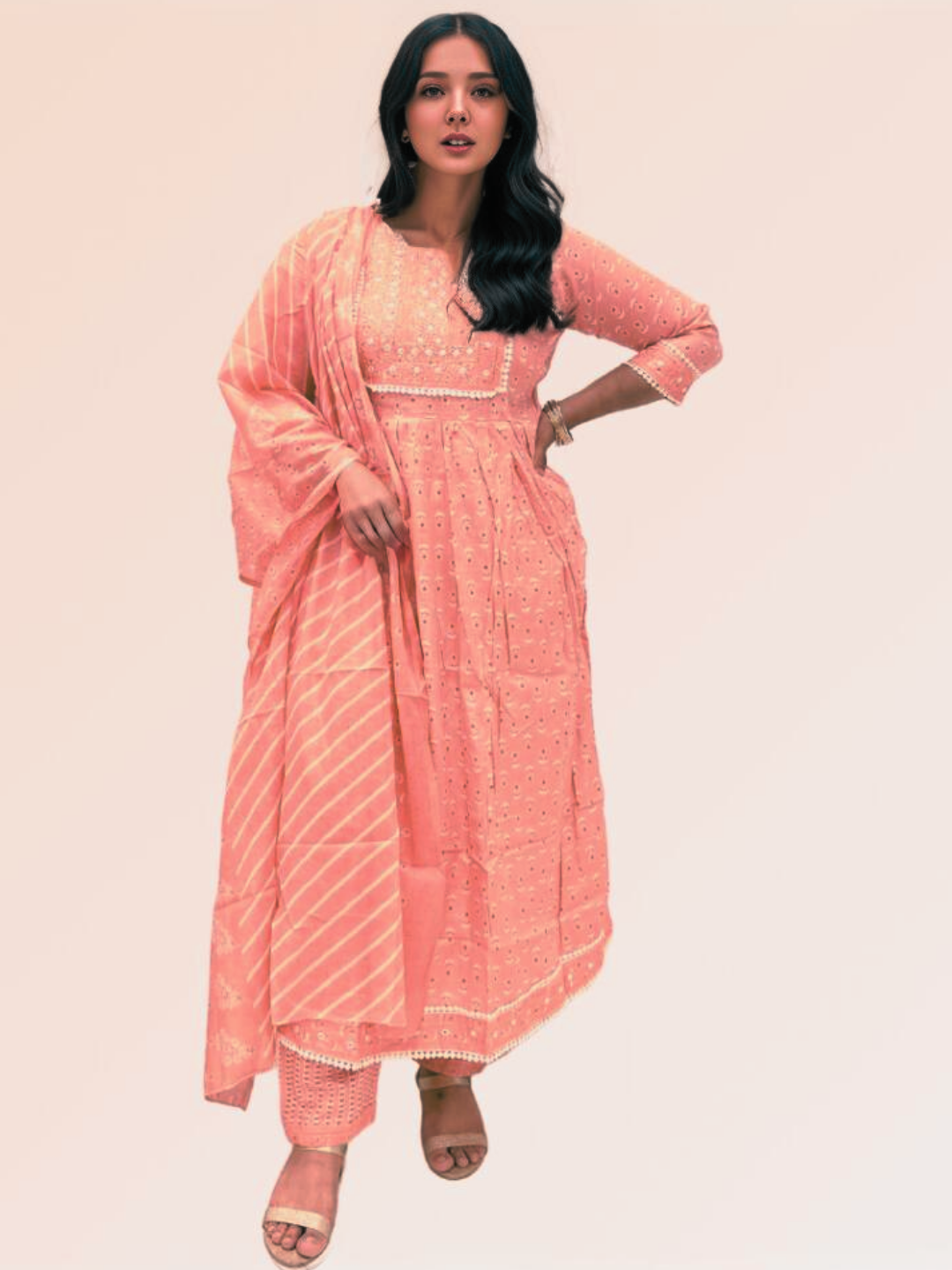 Light Pink Nayra Cut Dupatta Set