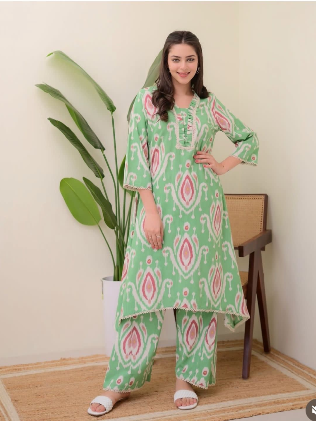 Breezy Ikat Print Kurta Set