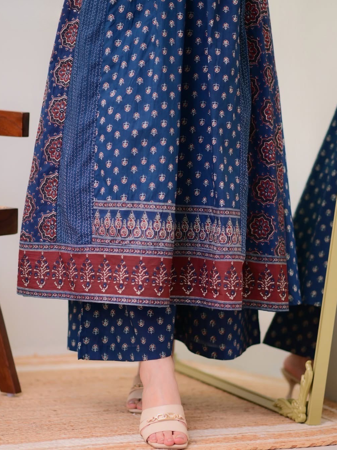 Pure Cotton Indigo Anarkali Set