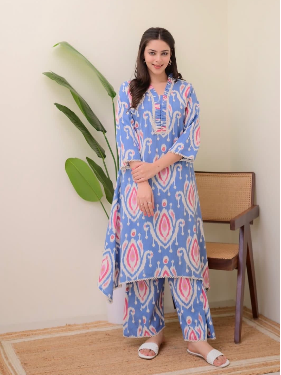 Breezy Ikat Print Kurta Set