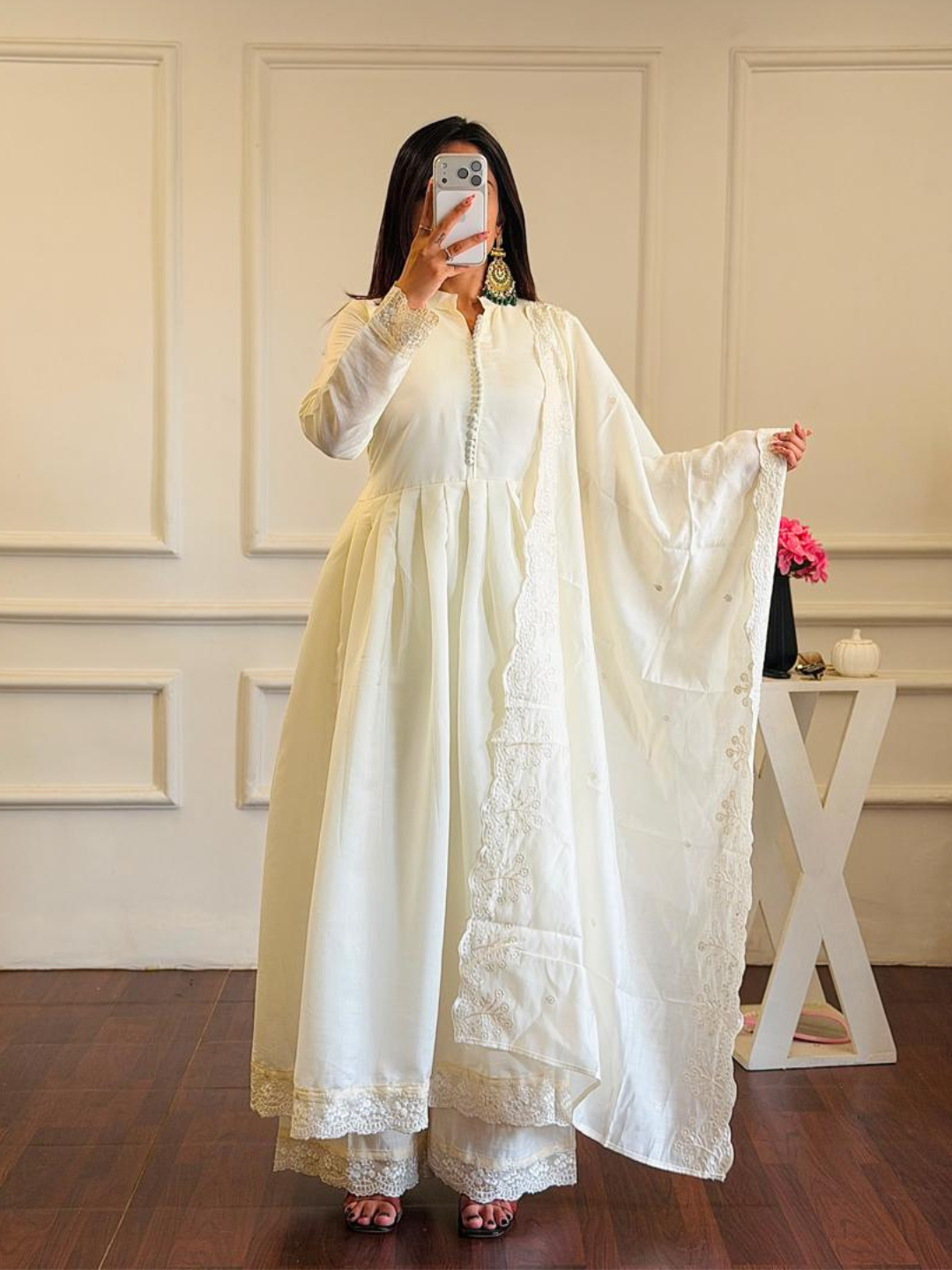 Classic Elegance in Roman Silk Dupatta Set