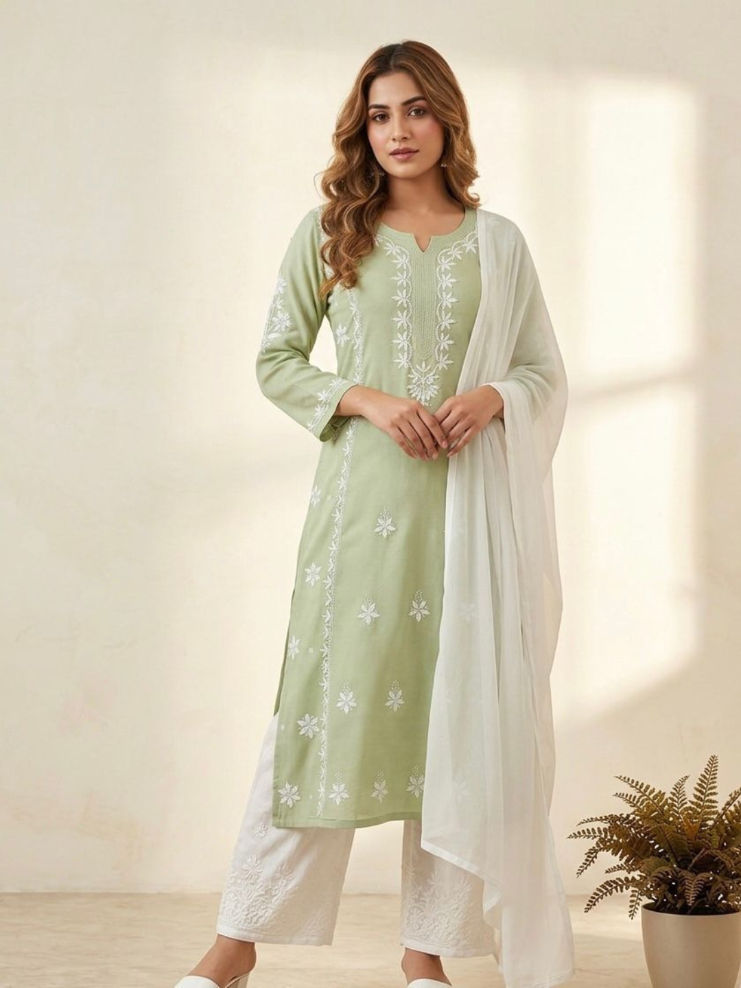 Mint Green Chikankari Cotton Set