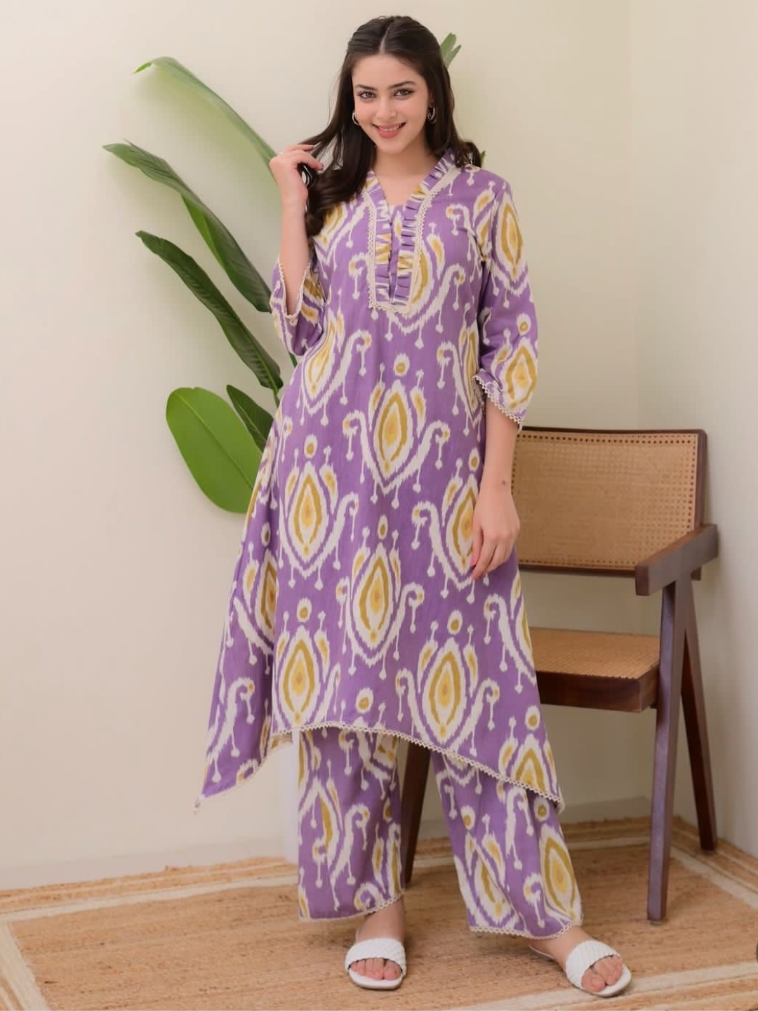 Breezy Ikat Print Kurta Set