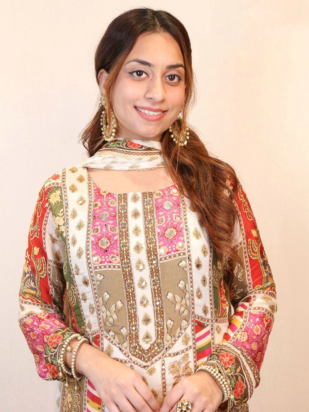 Chinon Silk Digital Print Dupatta Set