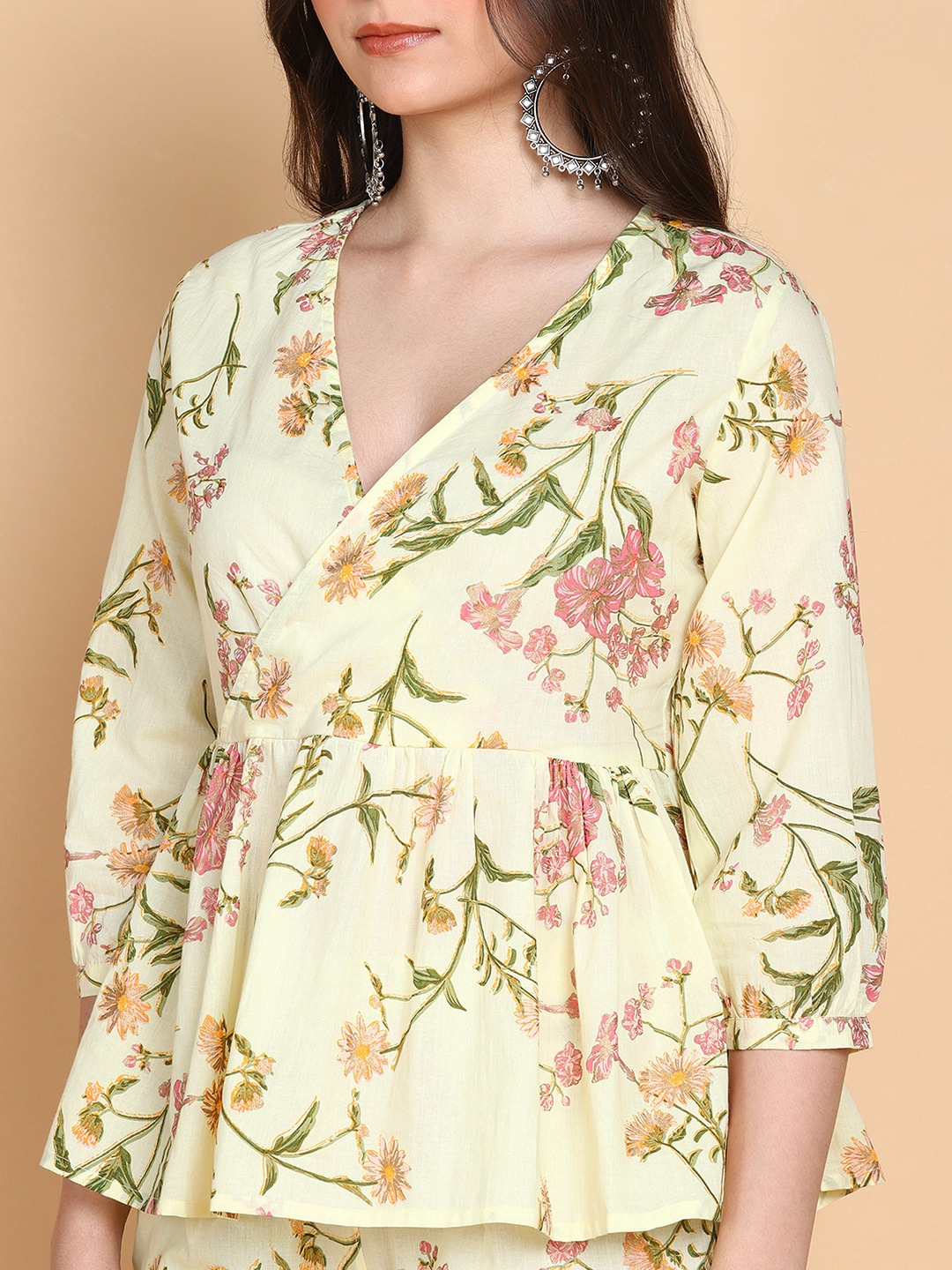 Pastel Yellow Co-ord Set with Floral Print