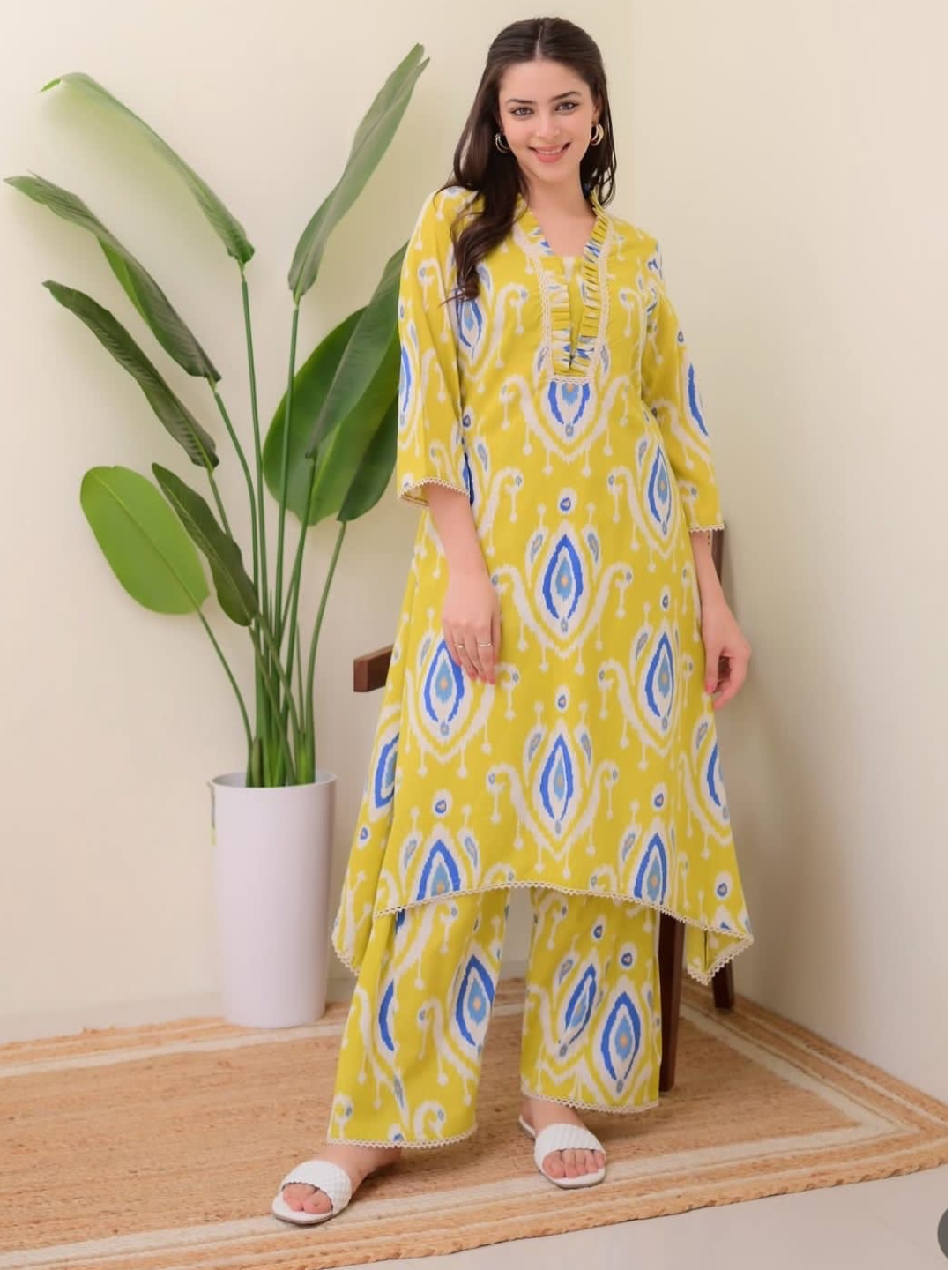 Breezy Ikat Print Kurta Set