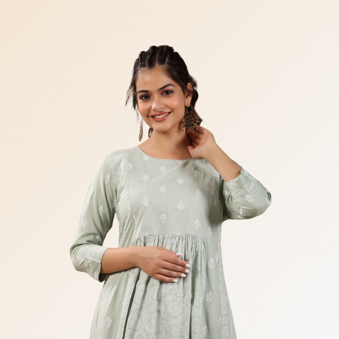 Mint Green Nayra Cut Kurti