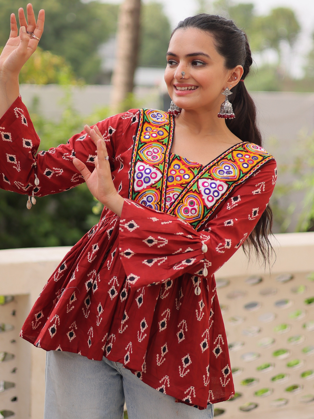 Navratri-Ready Flare – Cotton Printed Top