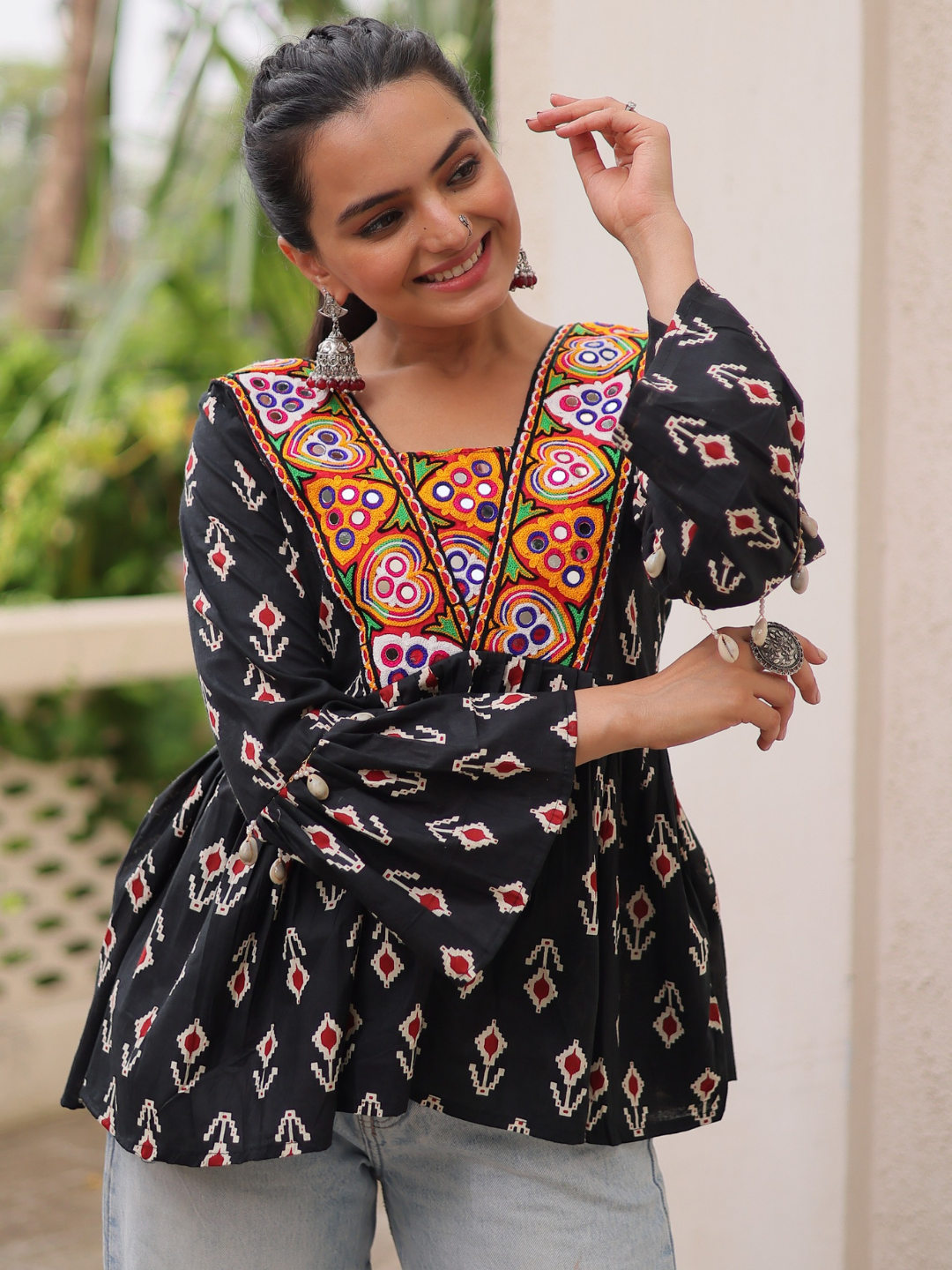 Navratri-Ready Flare – Cotton Printed Top