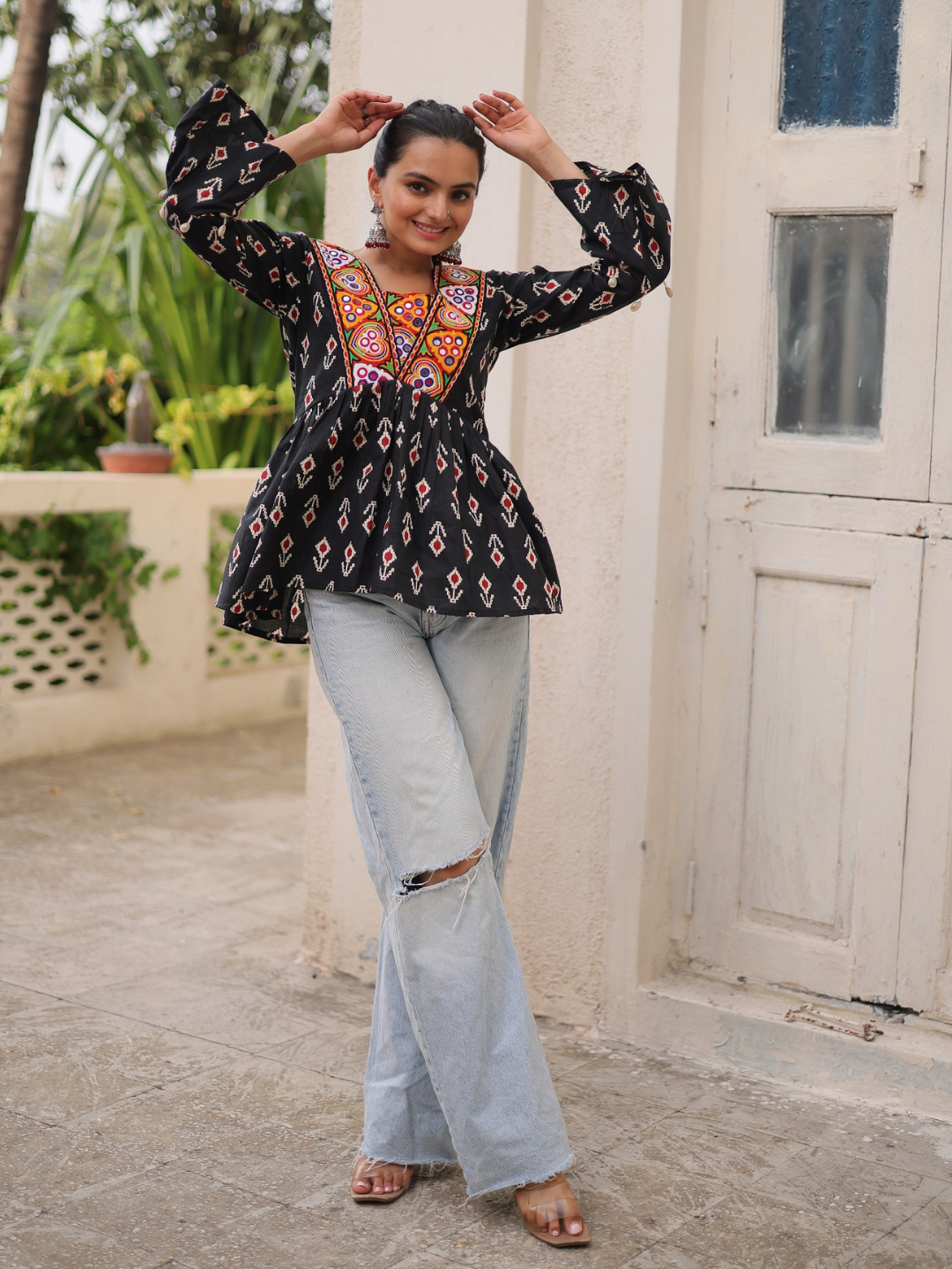 Navratri-Ready Flare – Cotton Printed Top