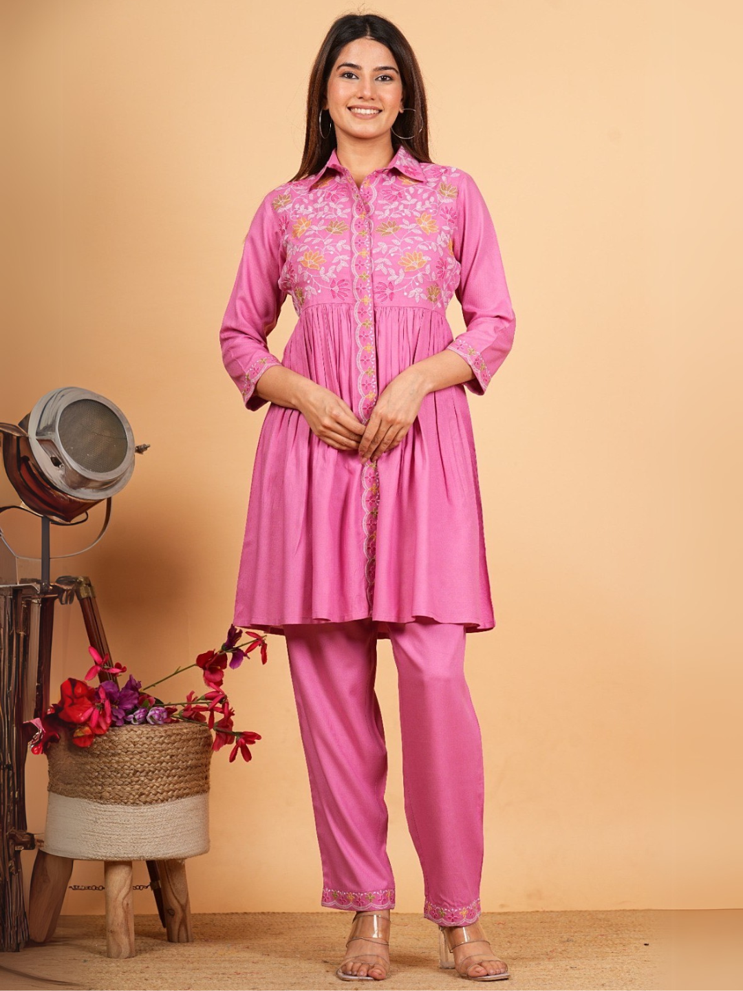 Blush Pink Embroidered Co-ord Set