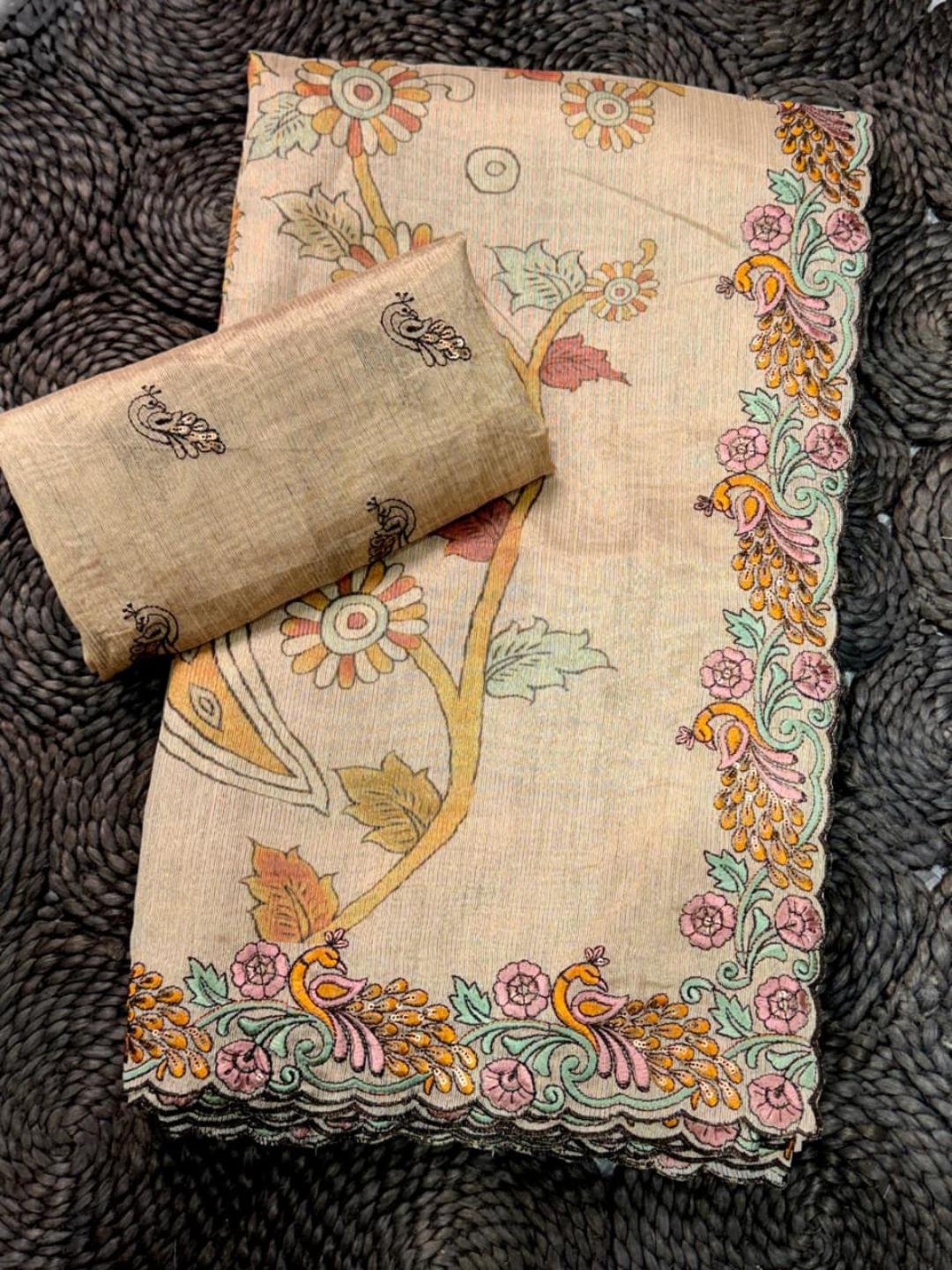 Timeless Kalamkari Saree in Blackberry Silk
