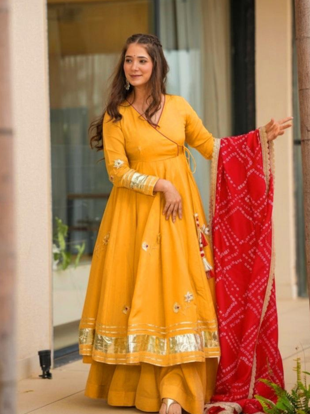Bandhani Grace Chinon Anarkali Set