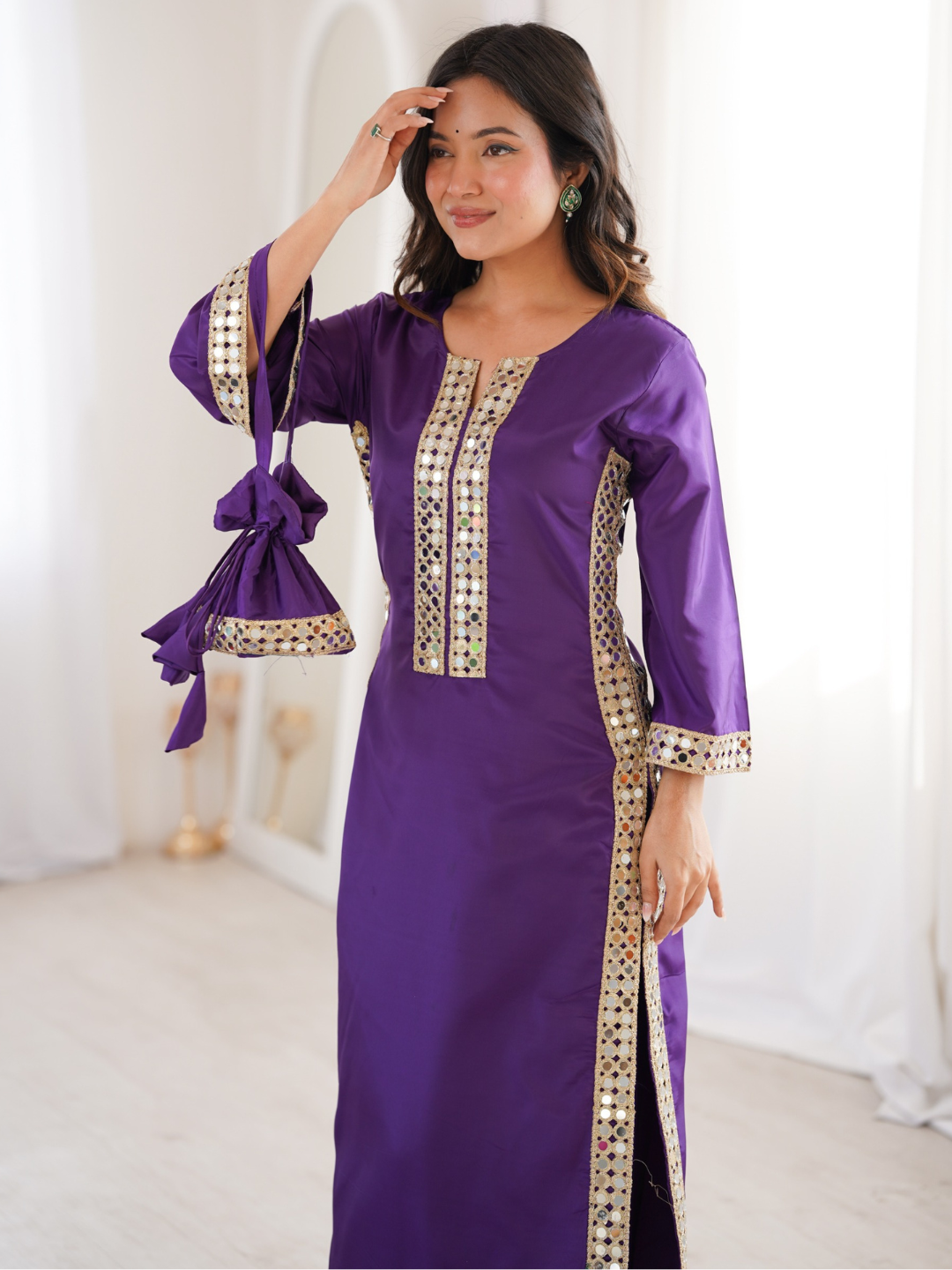 Radiant Mirror Work Crepe Co-ord