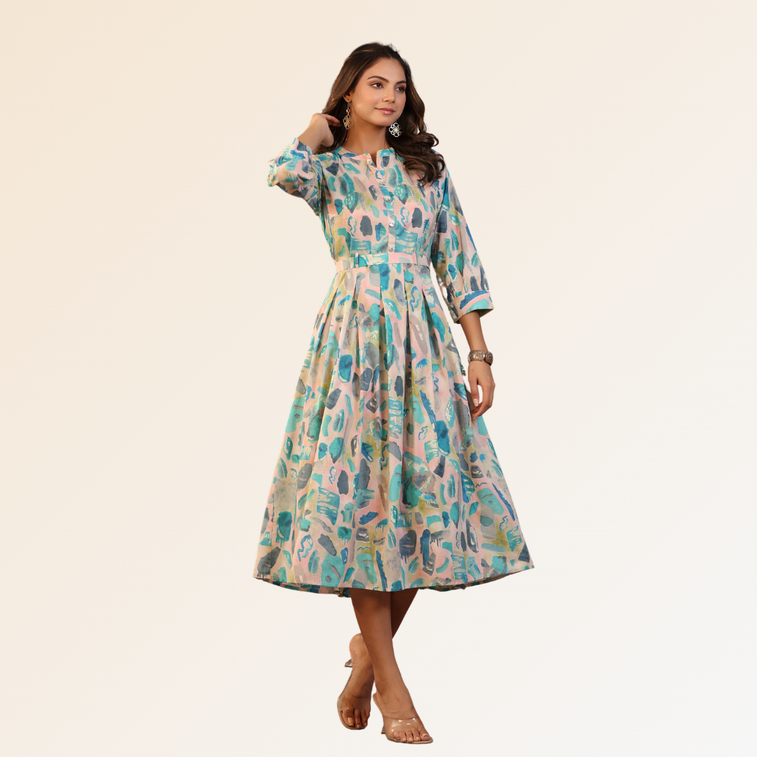 Abstract Dress With Belt