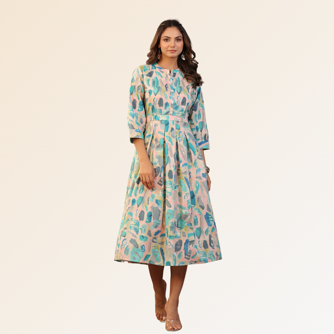 Abstract Dress With Belt