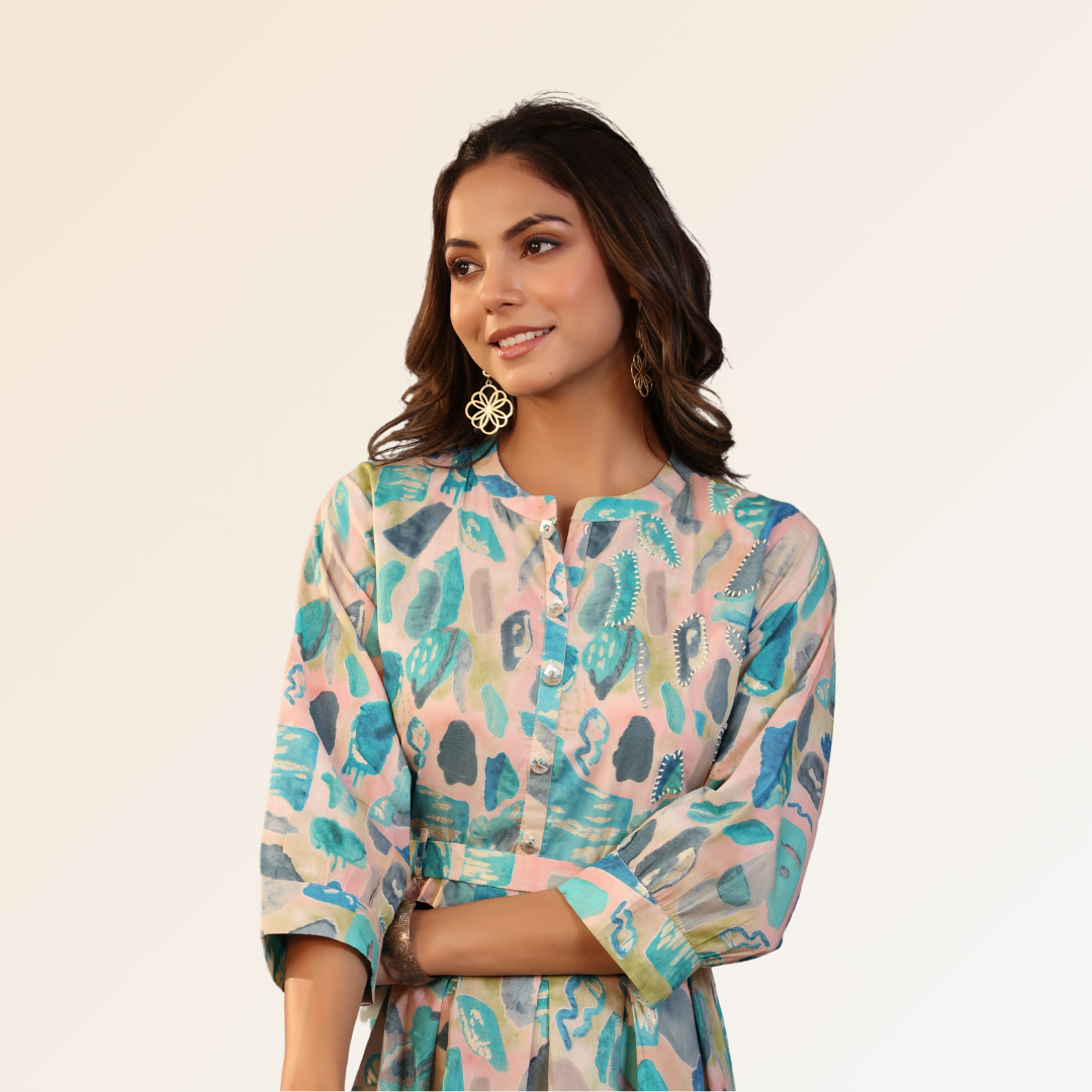 Abstract Dress With Belt