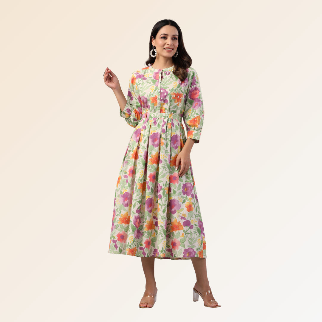 Floral Dress With Belt