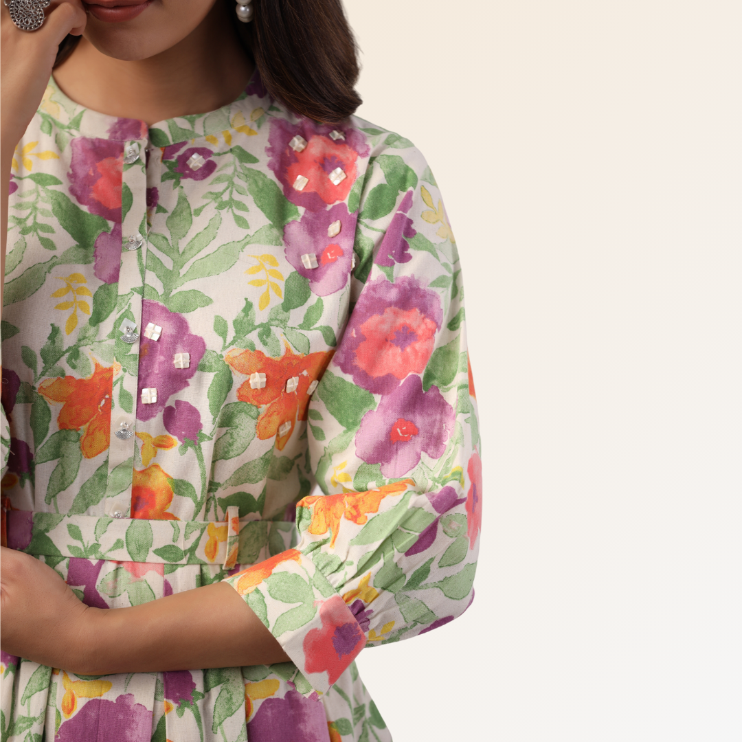 Floral Dress With Belt