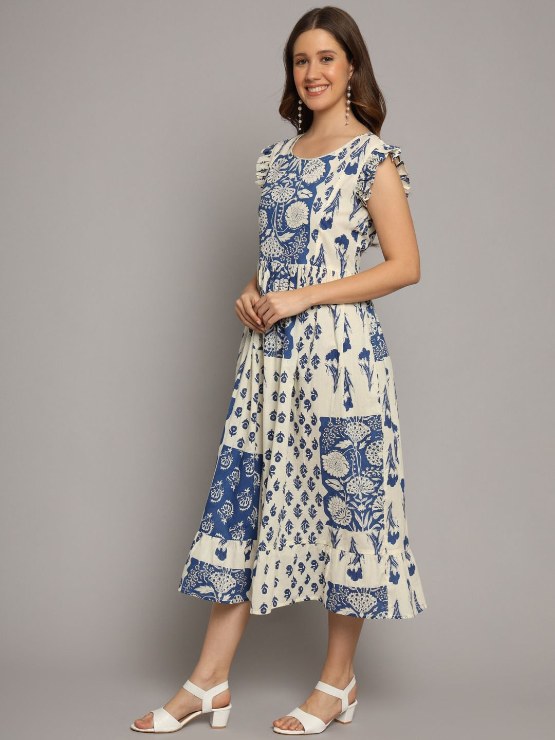 Timeless Blue and White Cotton Dress