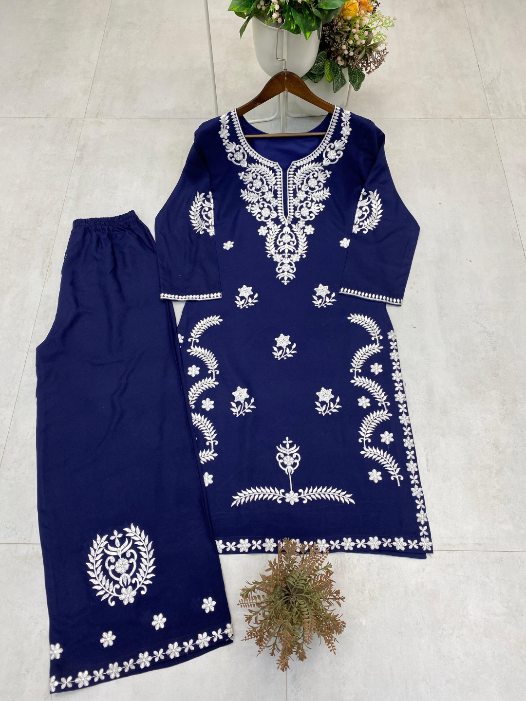 Royal Blue Lucknowi Palazzo Set