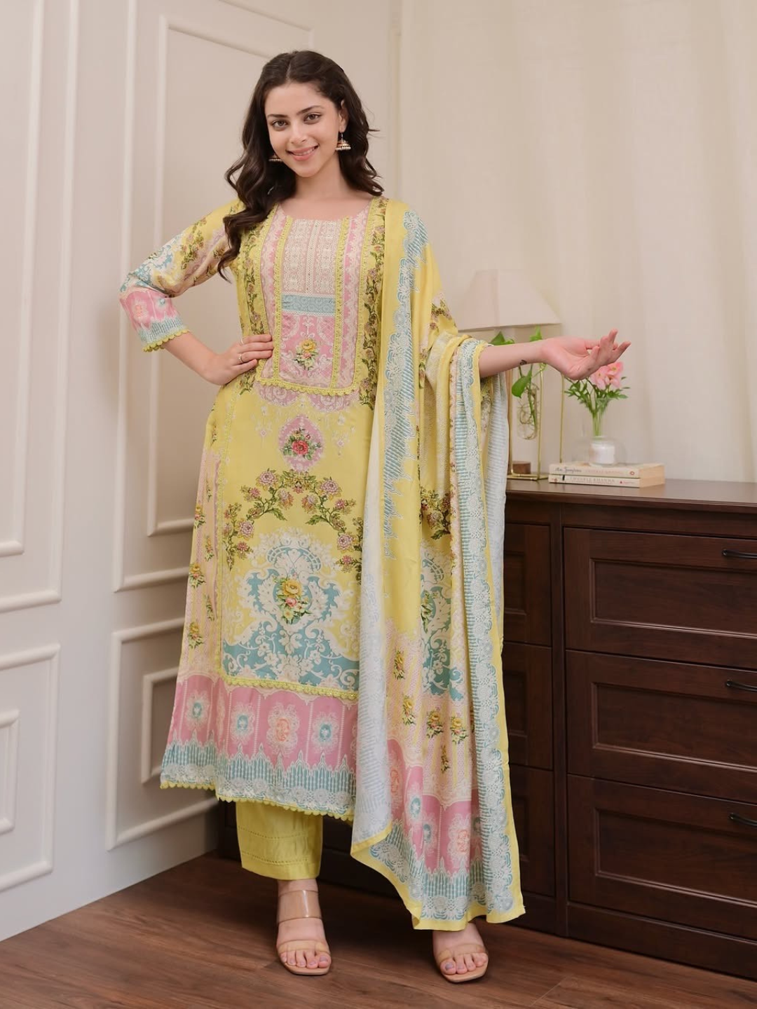 Sunshine And Pastels Soft Loom Dupatta Set