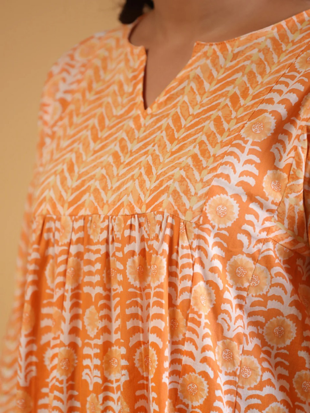 Breezy Orange Cotton Dress