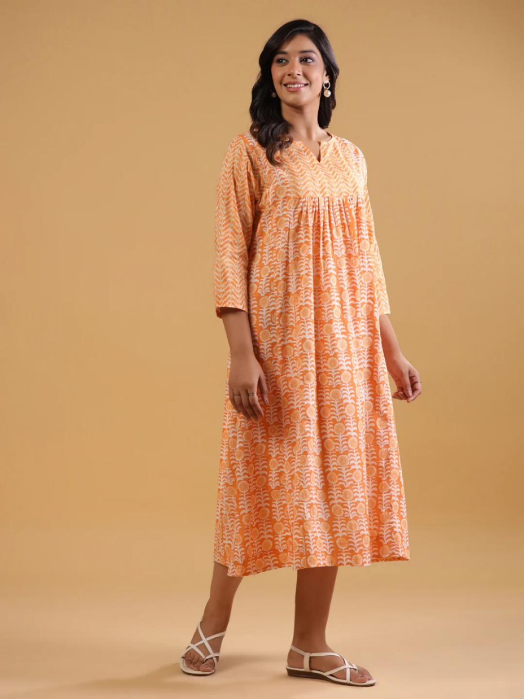 Breezy Orange Cotton Dress