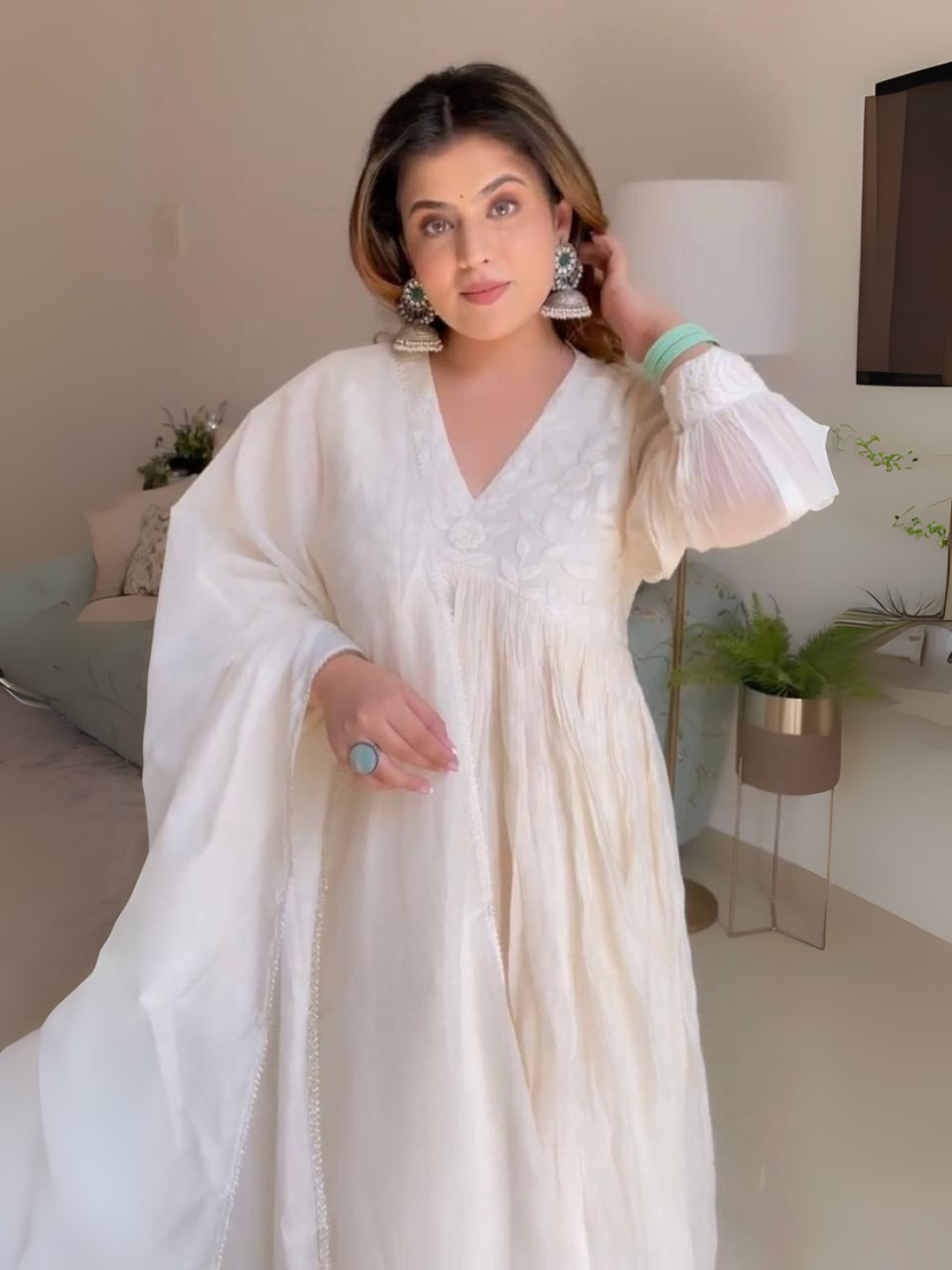 Ethereal Off-White Chanderi Silk Dupatta Set