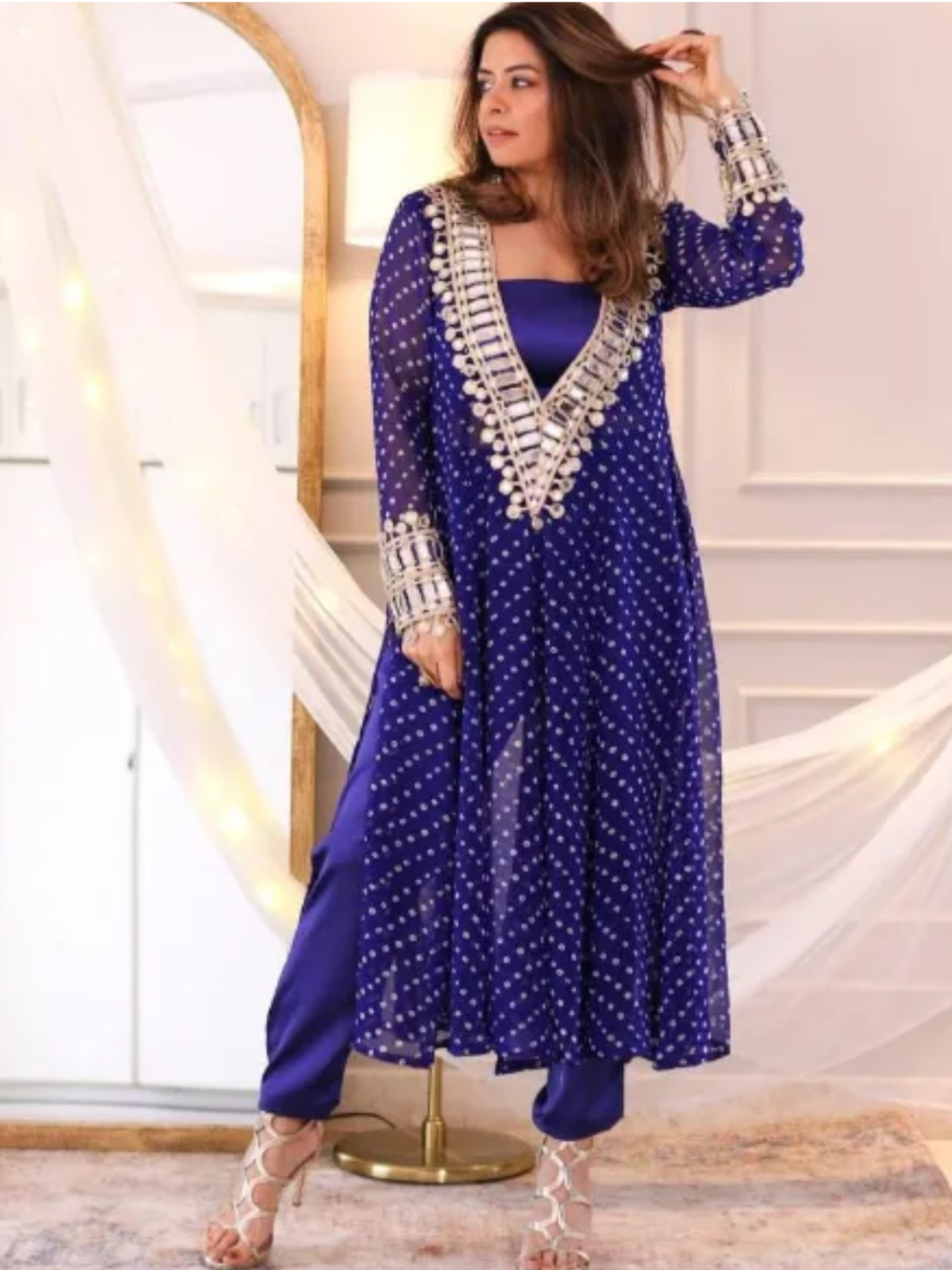 Mirror Magic Kurta Set with Bustier