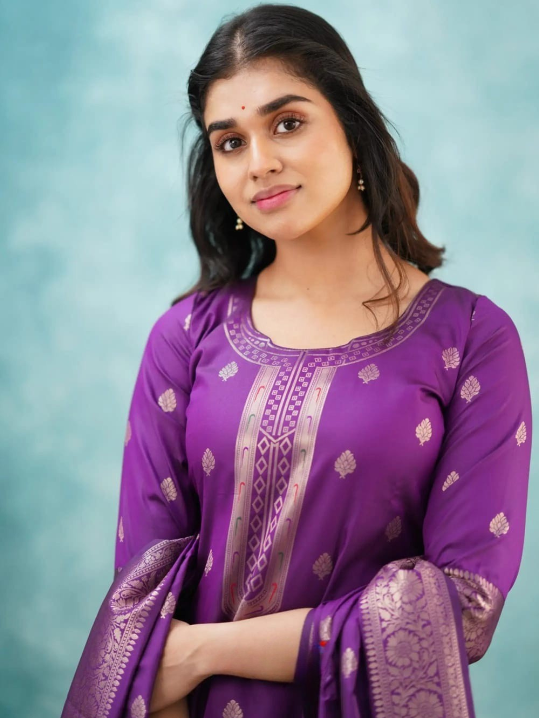 Purple Paithani Dupatta Set