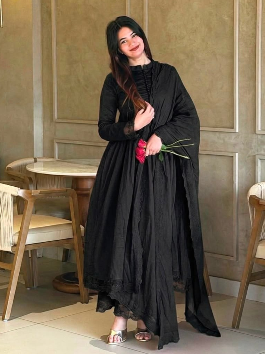 Classic Elegance in Roman Silk Dupatta Set