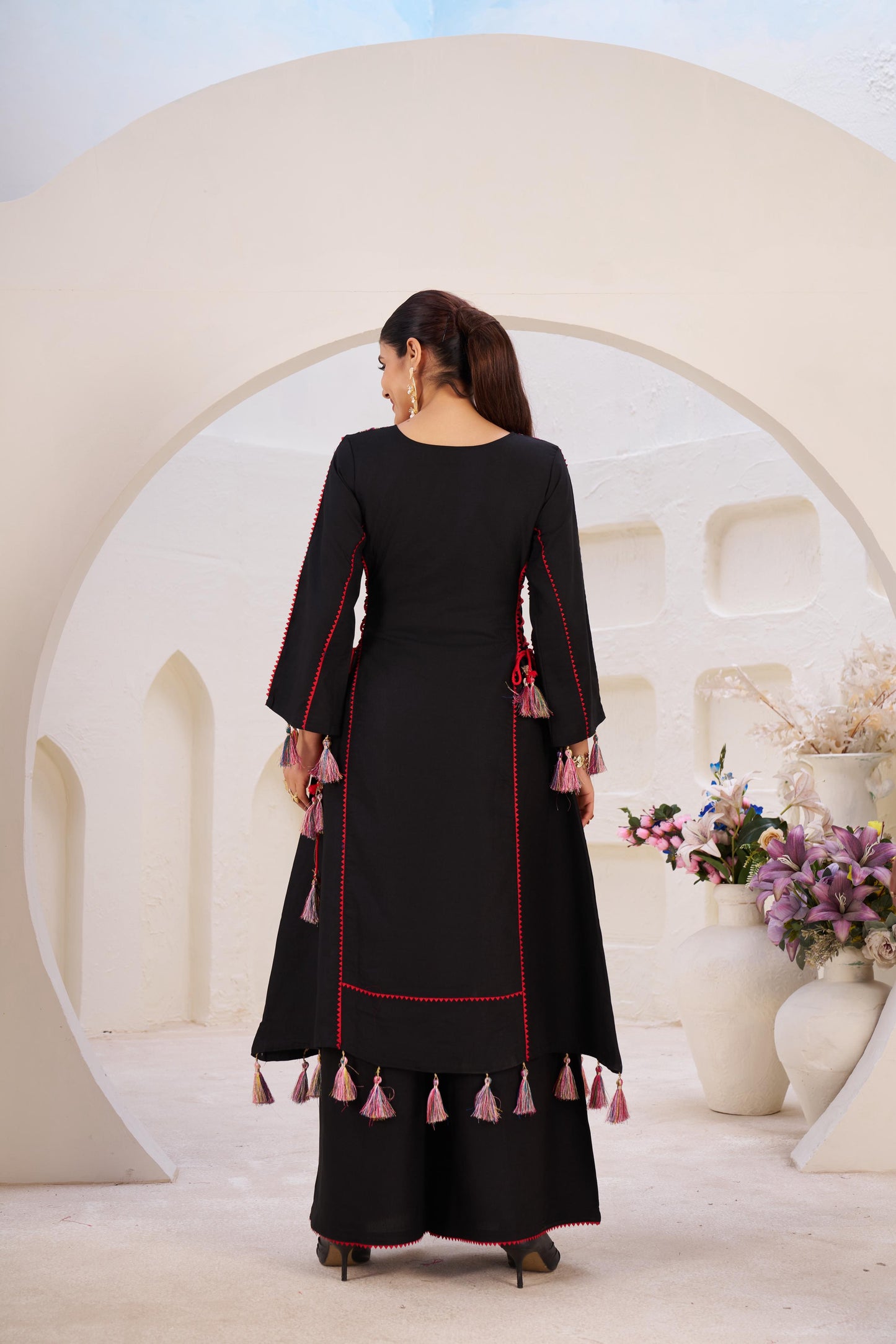 Boho Off-White Khadi Mirror Work Set