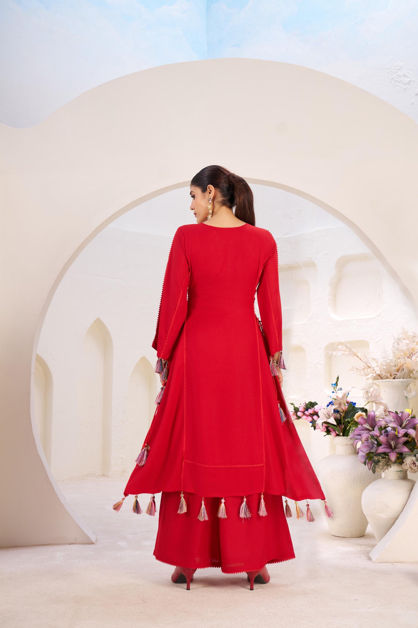 Boho Off-White Khadi Mirror Work Set