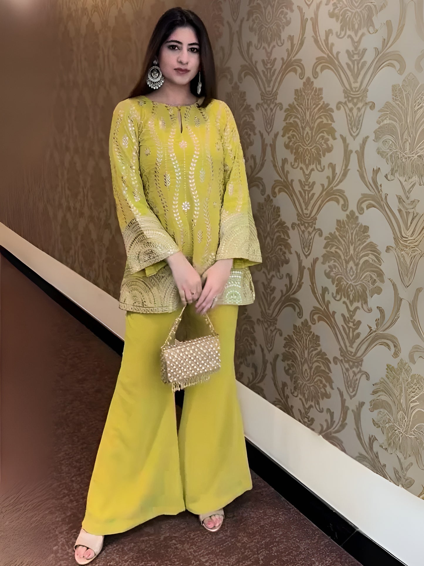 Regal Glamour Lime Yellow Co-ord Set
