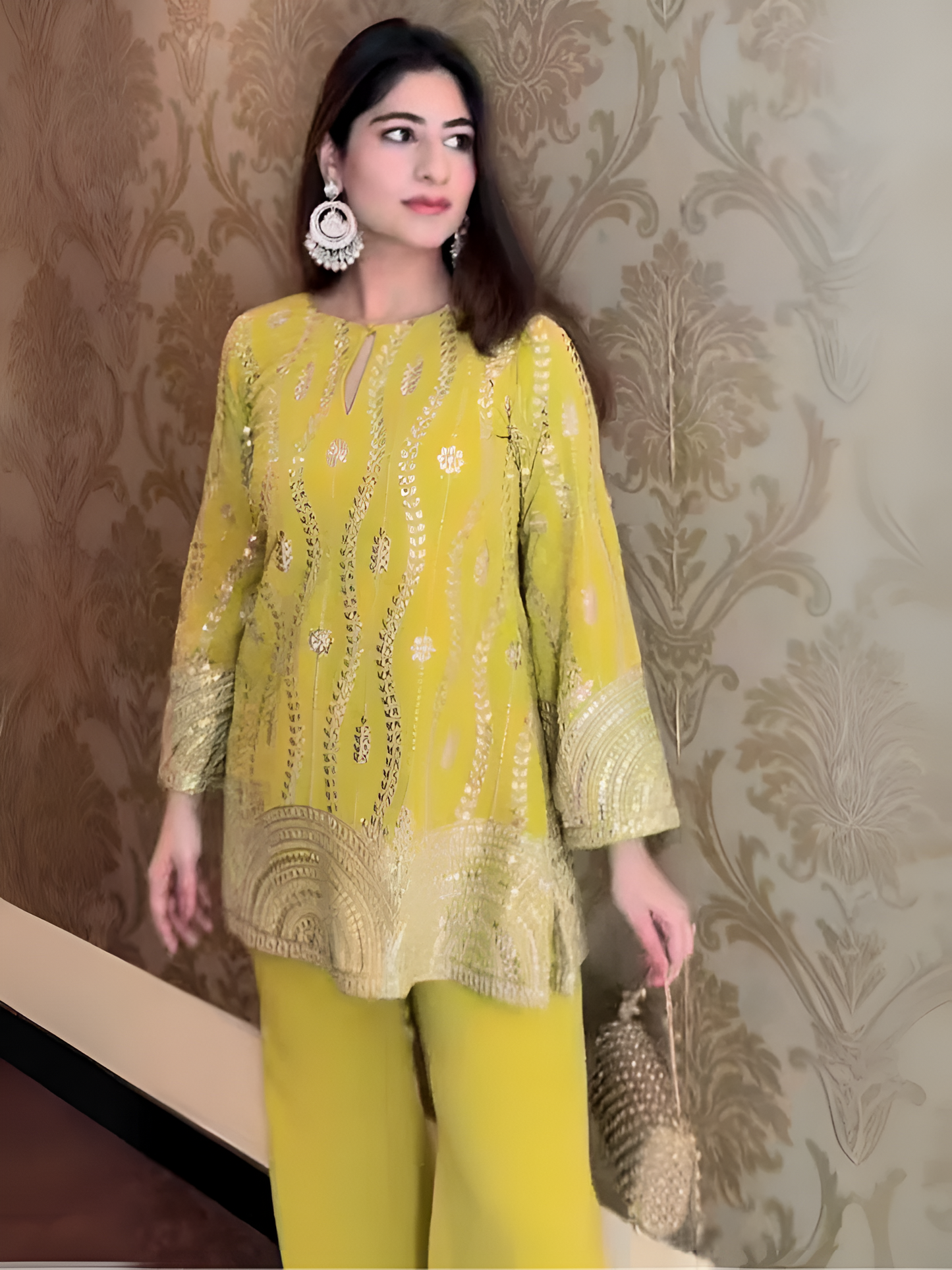 Regal Glamour Lime Yellow Co-ord Set
