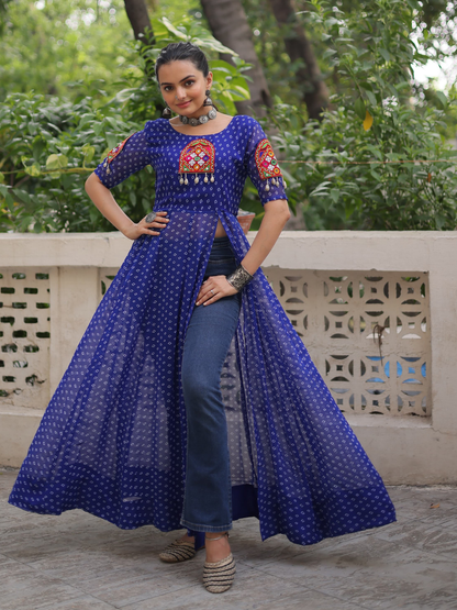 Boho Desi front-open long kurti