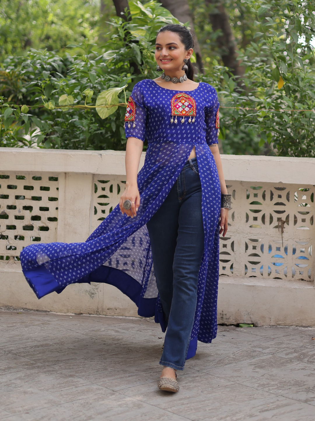 Boho Desi front-open long kurti