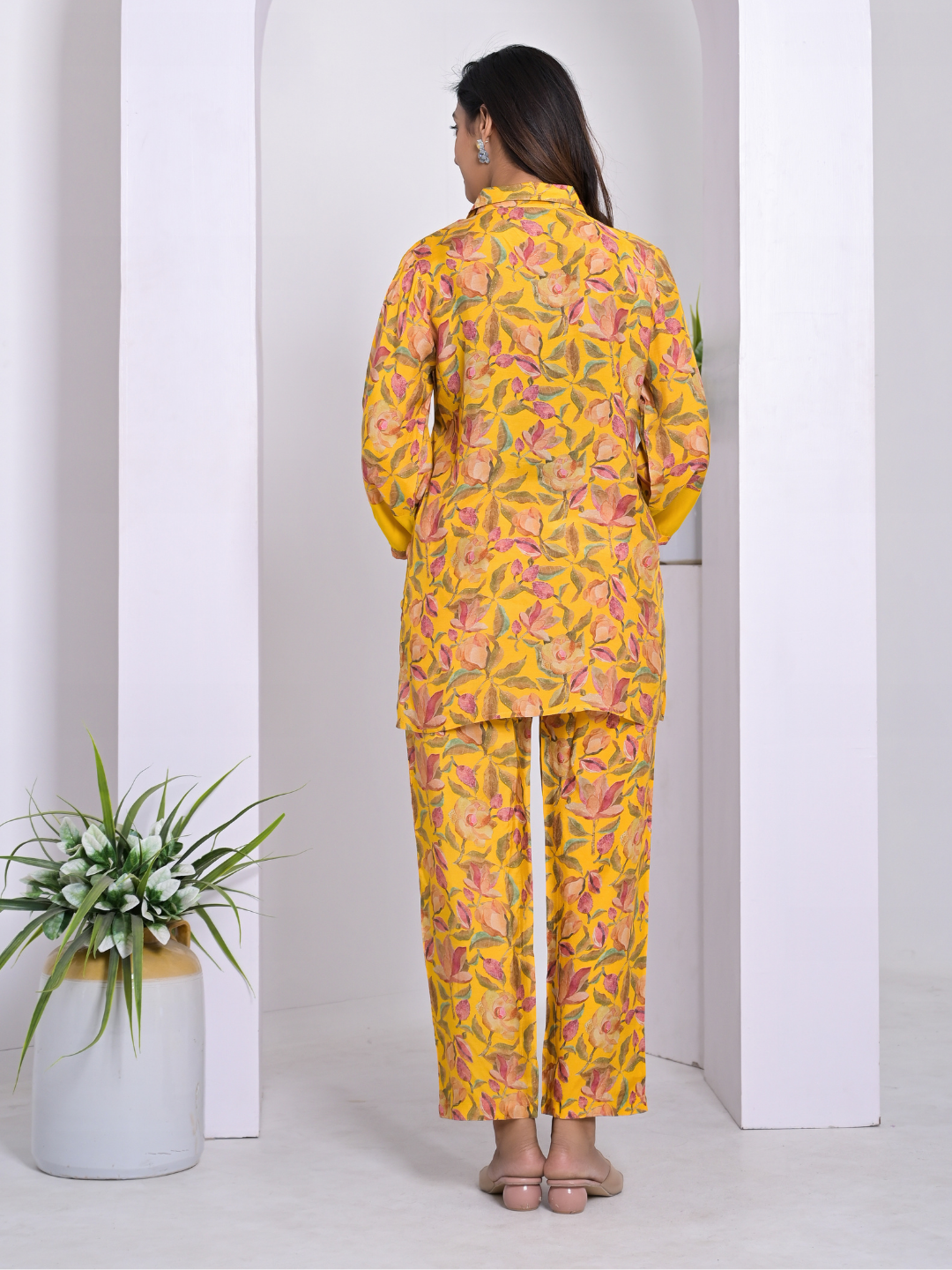 Yellow Blossom Floral Muslin Co-ord Set