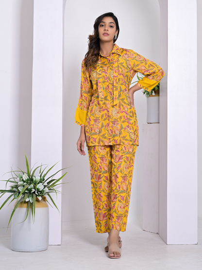 Yellow Blossom Floral Muslin Co-ord Set