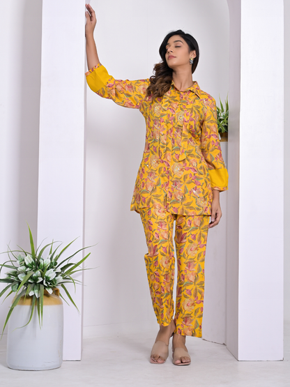 Yellow Blossom Floral Muslin Co-ord Set