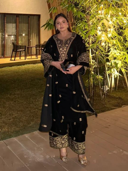 Luxe Velvet Embroidered Suit Set