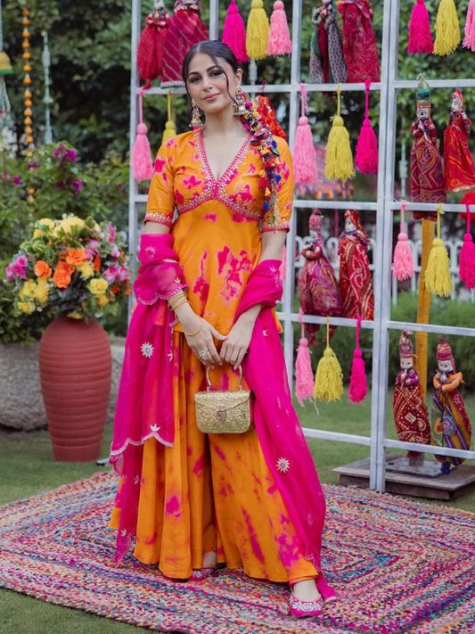 Sunlit Sorbet Crepe Dupatta Set