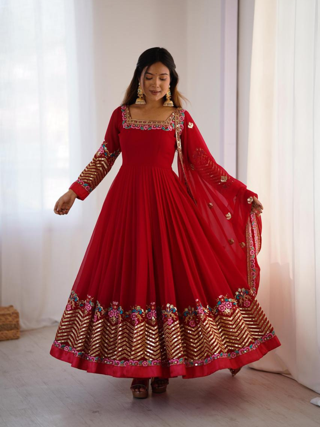 Elegant Festive Georgette Dupatta Set