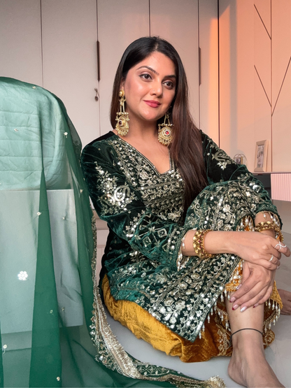 Emerald Velvet Suit Set