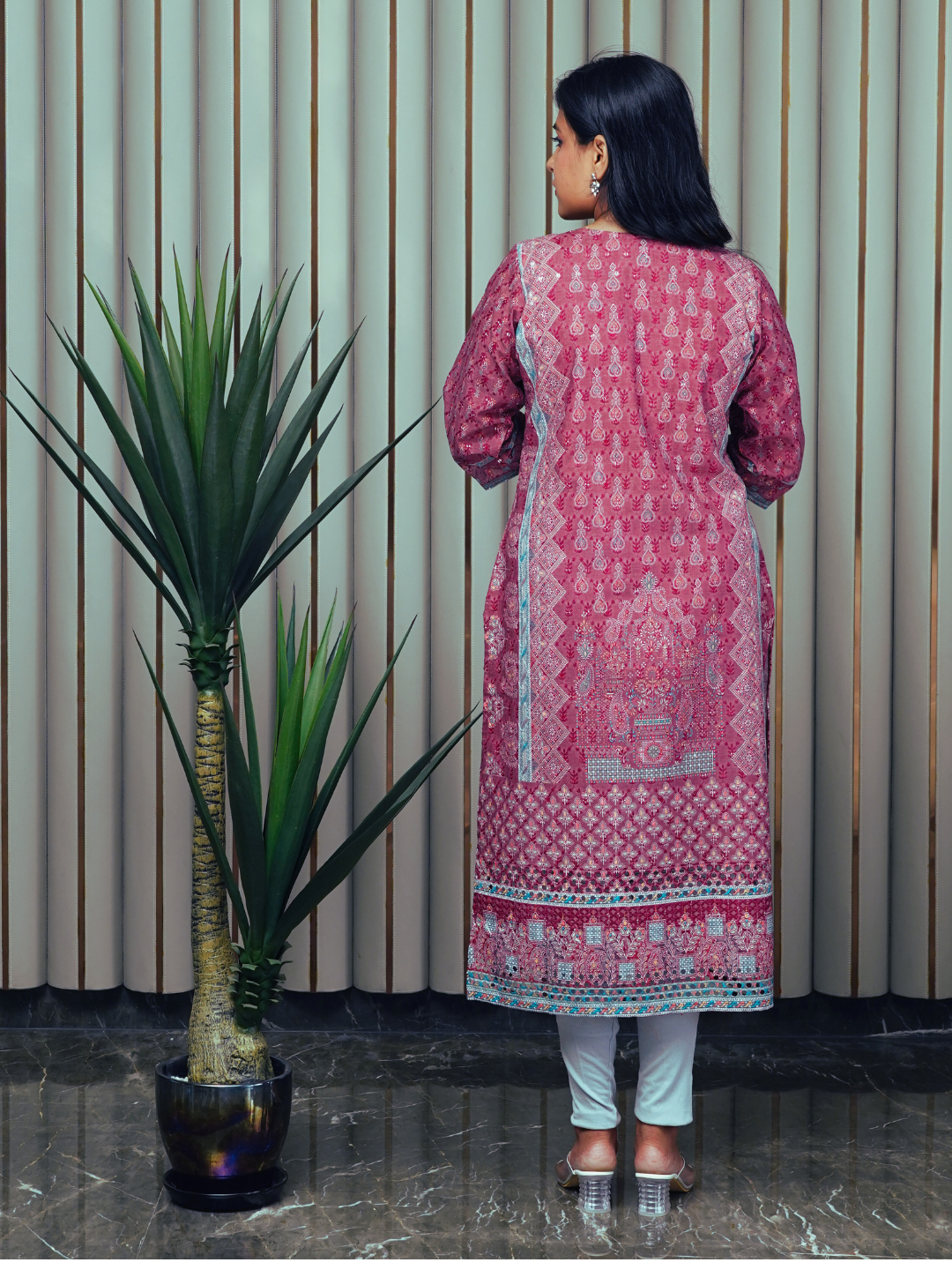 Maroon Schiffli Kurti