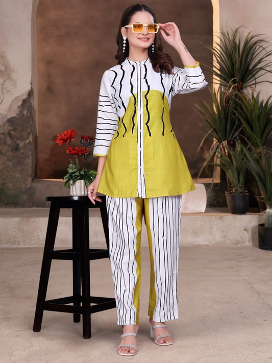 Bold in Balance Co-ord Set with Artistic Stripes
