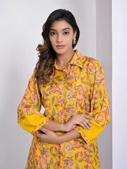 Yellow Blossom Floral Muslin Co-ord Set